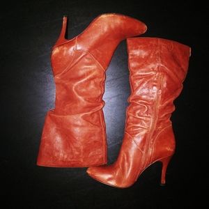 Diba leather slouch boot 4 inch heel size 9